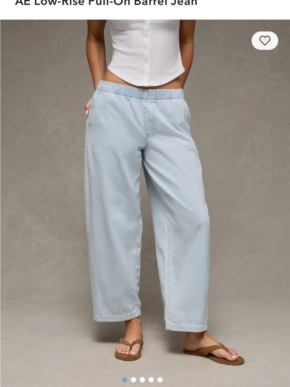 American Eagle Outfitters Light Blue Low-Rise Pull-On Barrel Jeans